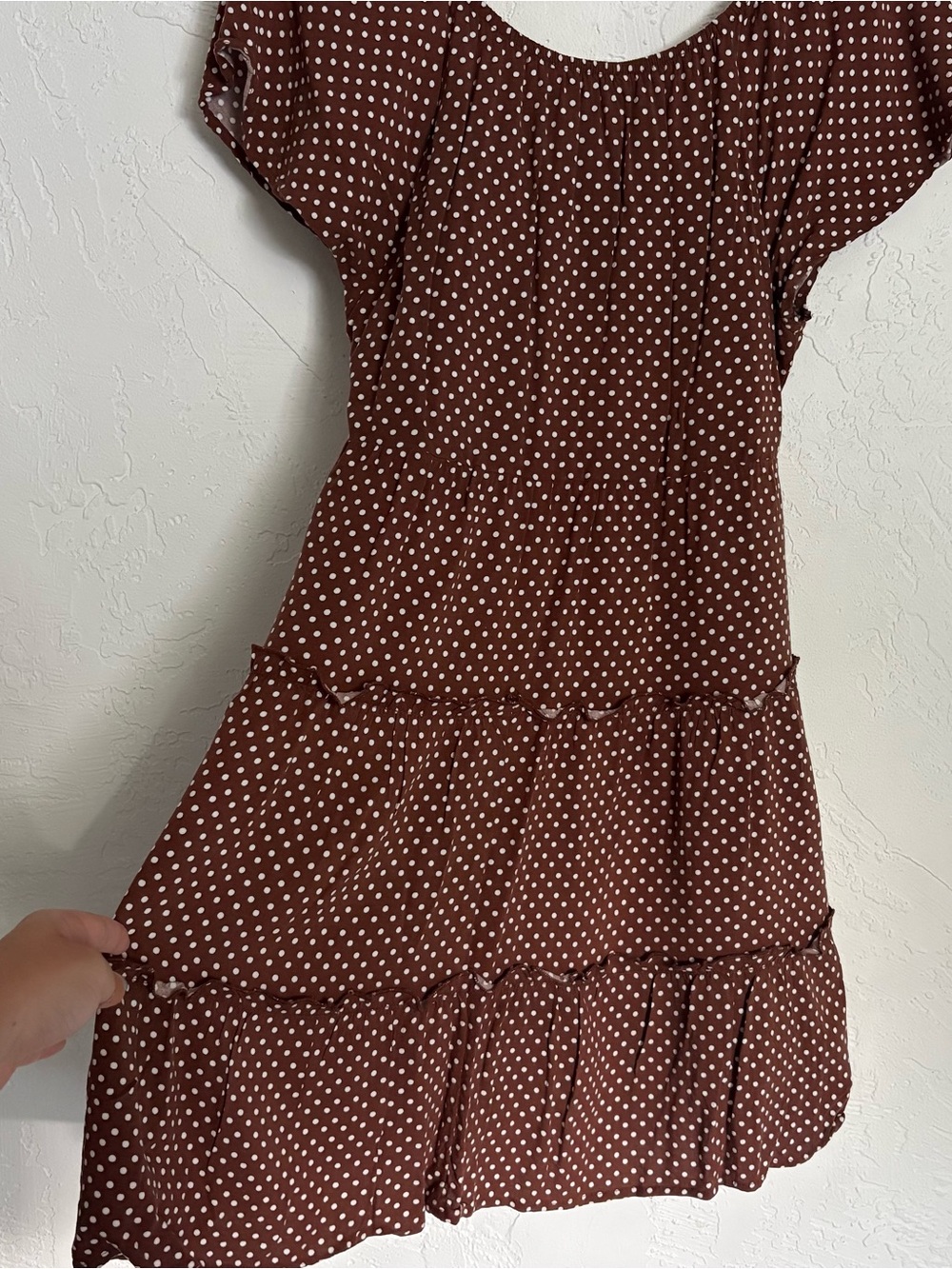 LA Hearts Brown Polka Dot Babydoll Dress - Picture 2 of 5